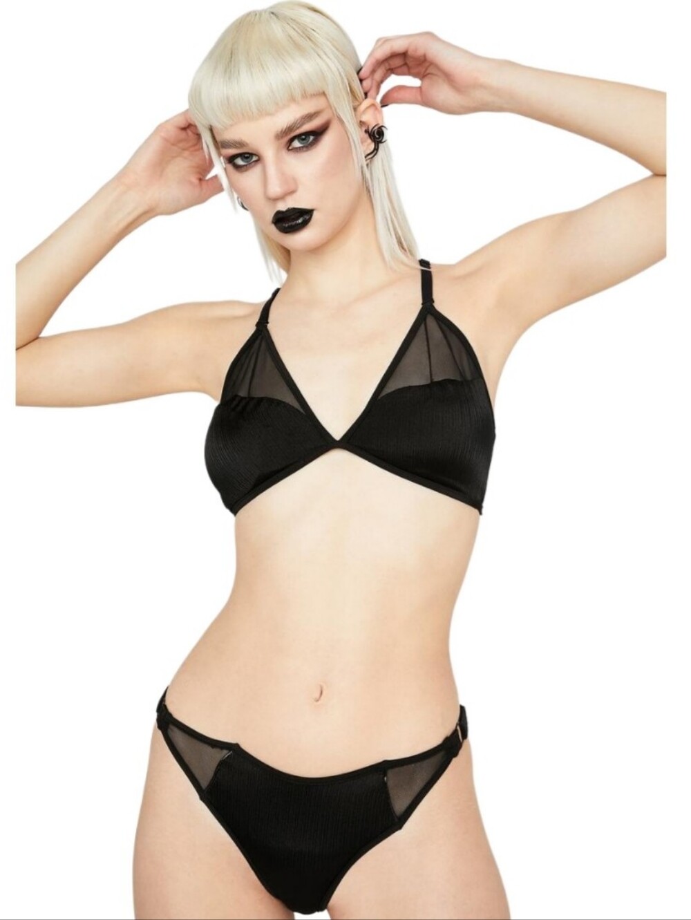 Devil Fashion Black Mesh Bikini Set